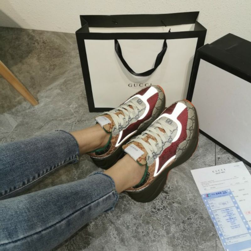 GUCCI RHYTON MAROON SEMI ORI SNEAKERS WITH PAPERBAG WL1688-8