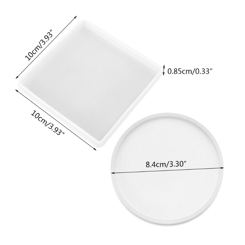 SIY  2 Pcs/Set Round and Square Coaster Crystal Epoxy Resin Mold Cup Mat Pad Silicone Mould DIY Crafts Decorations Ornaments Casting Tools