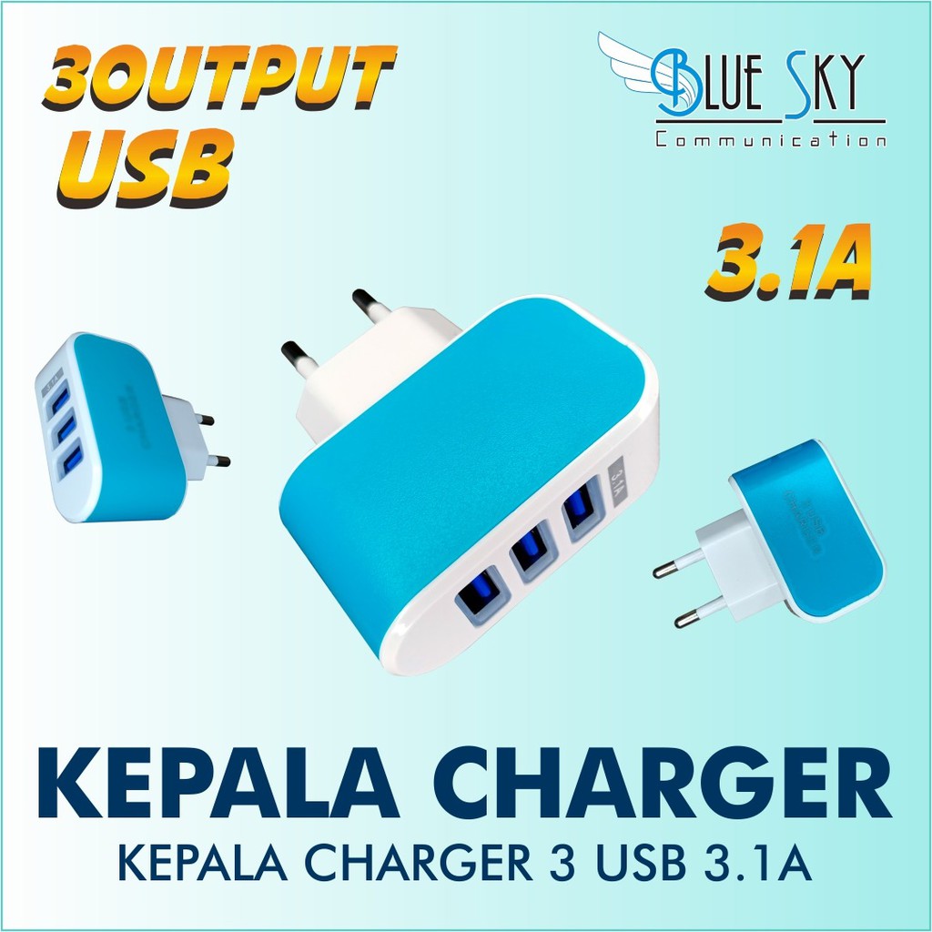 KEPALA CHARGER 3 USB 3.1A TRAVEL ADAPTOR