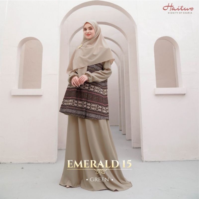 HAITWO EMERALD 15 GAMIS PLUS HIJAB DAN OUTER LEPAS