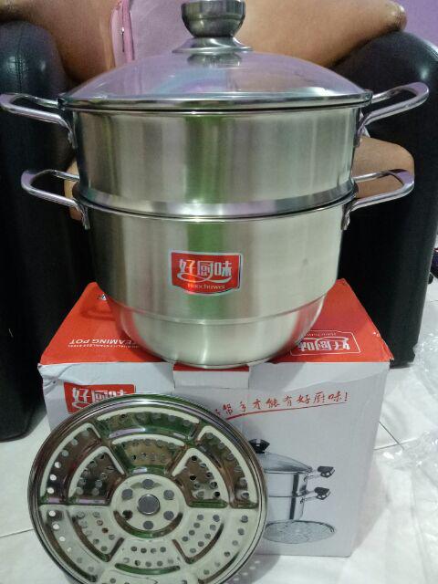 Panci Steamer Kukus 26cm 2 Susun Sup Soup Pot Stainless Steel Tebal