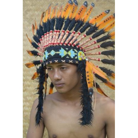 TOPI INDIAN - INDIAN HEADDRESS SMALL ANGSA MONTE KORANGE TUTUL FUR HITAM