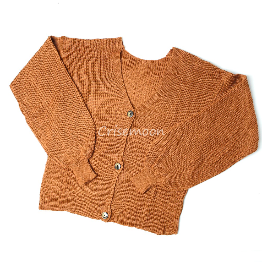 Vina Knitted Cardigan Rajut Kancing Oversize Tangan Balon-Coral