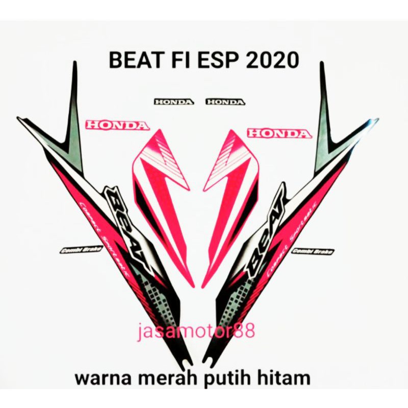 LIS STRIPING STIKER BEAT F1 ESP 2020 WARNA MERAH PUTIH HITAM