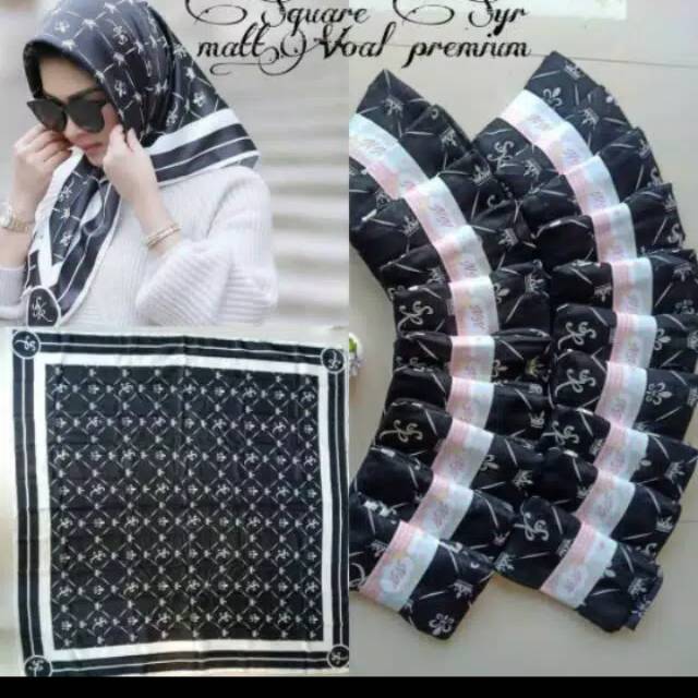 HIJAB//KERUDUNG SEGI EMPAT VOAL PREMIUM MOTIF SR/SYAHRINI