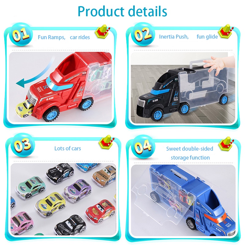 Slide Storage Car | Mainan Anak Laki Laki Mobil Mobilan Besar Truck | Mainan Anak 2-3-4-5 Tahun Set | Kado Ulang Tahun Anak Cowok