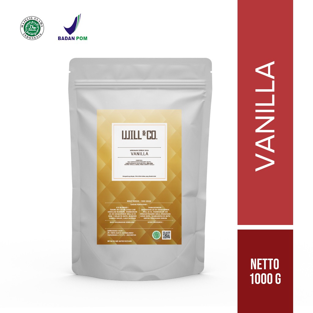 

Bubuk Minuman Vanilla Premium Powder Will&Co 1Kg