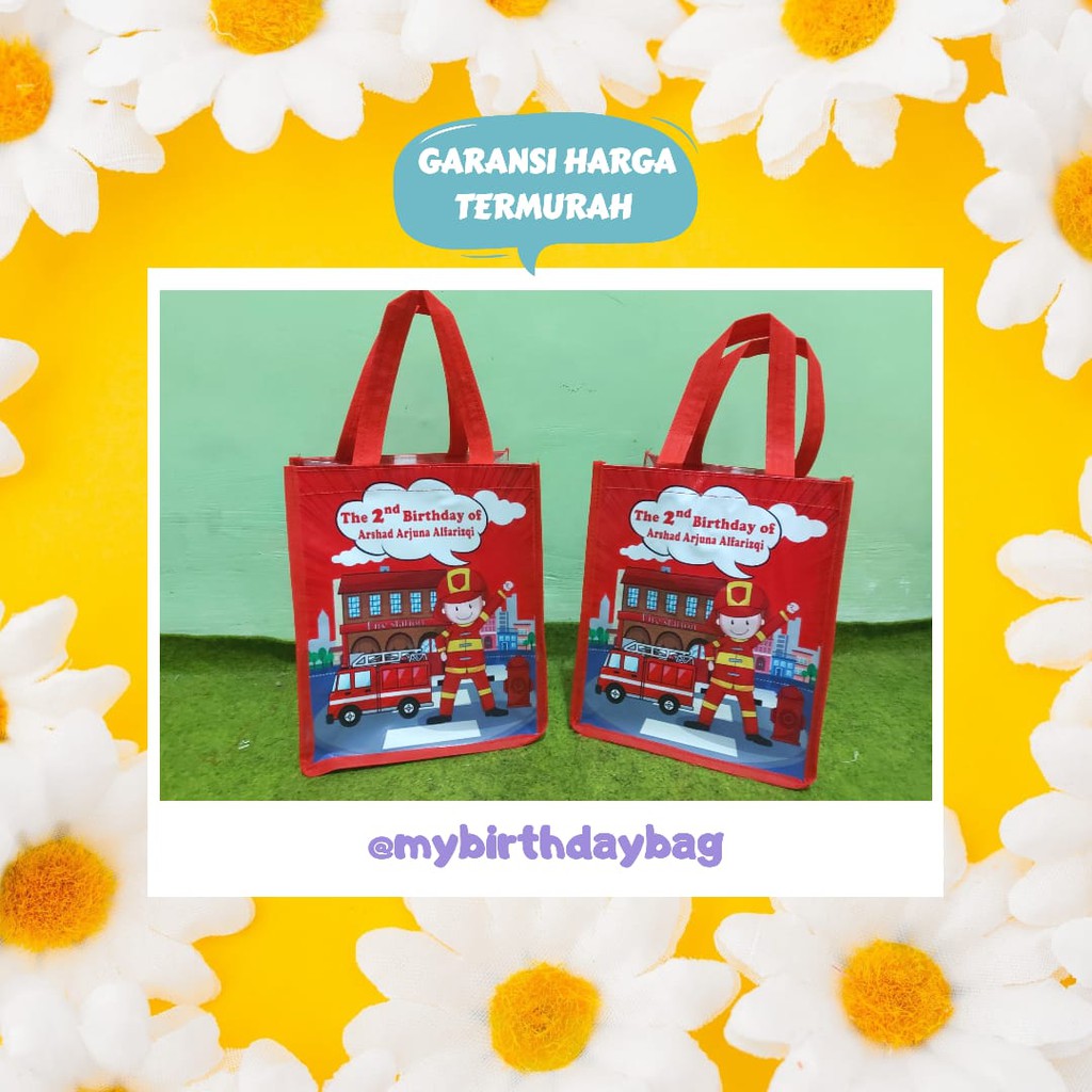 

Tas Ultah goodiebag fire truck / fire man / tote bag anak / goodie bag fire truck