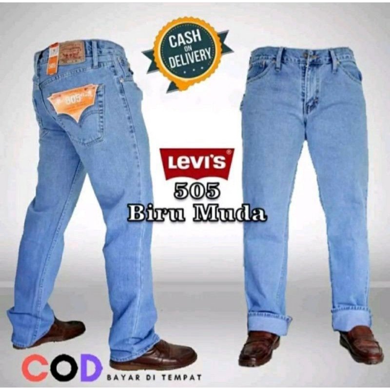 Levis pria panjang/Celana jeans pria model standar/Celana reguler panjang