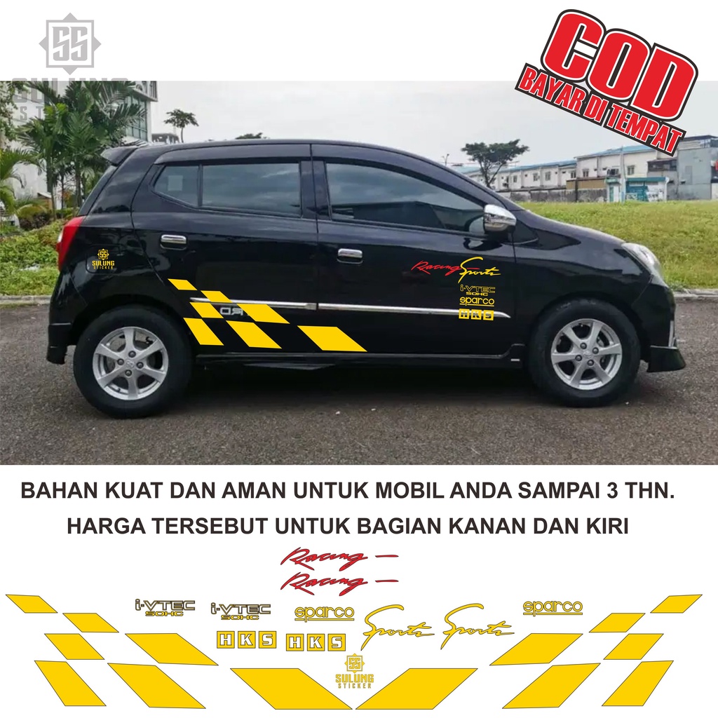 Stiker Mobil Simple Agya Ayla Yaris Jazz Brio Variasi Cutting Sticker Competition Aksesoris Keren Simpel Terbaru