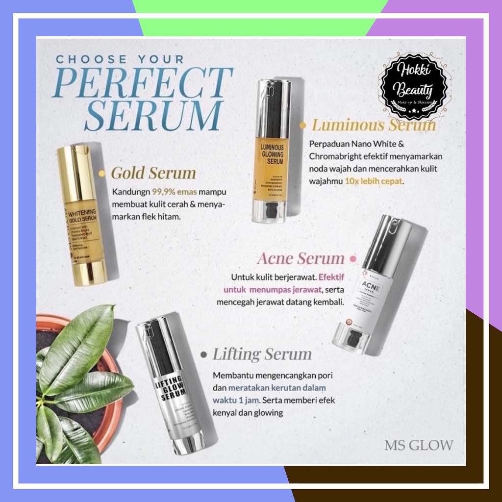 Serum Wajah Ms Glow Whitening Gold Serum / Acne Serum / Lifting Serum / Luminous Serum / Peeling Serum