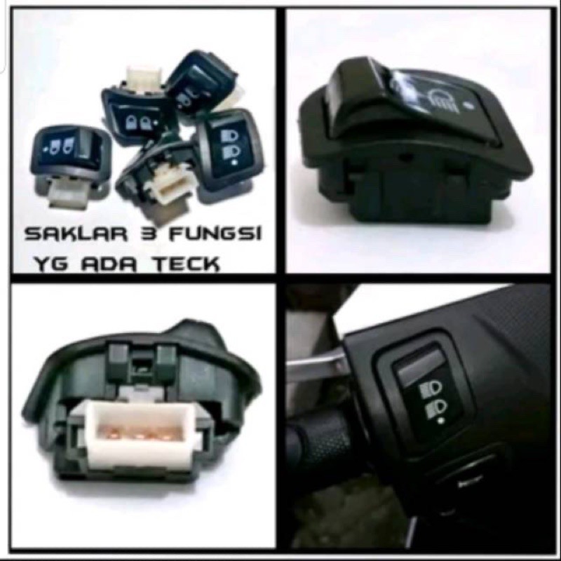 Saklar Lampu Tombol Dim 3 Titik Tec Revo Beat F1 Blade New Vario 125 Spacy F1 Scoopy F1 Supra X