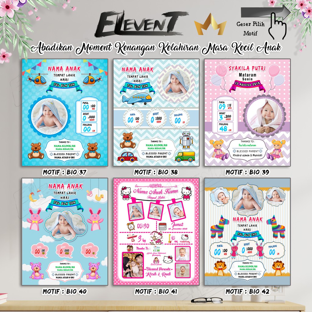 Miliki Softfile Biodata Bayi Data Kelahiran Anak Harga Terjangkau Banyak Pilihan 182 Motif Unik Tinggal Cetak Sendiri Desain/Setting Foto Baby ubah wajah / muka Pajangan Walldecor Pigura Happy Birthday Ultah Ulang Tahun Ucapan Tasyakuran Aqiqah TerMurah