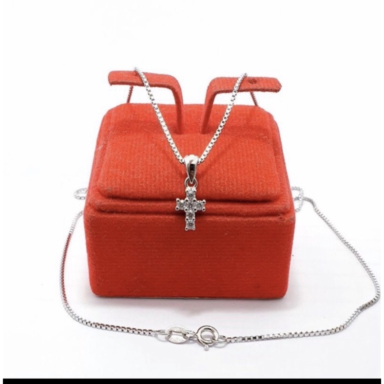 Kalung liontin salib mini kalung perak 925 lapis emas putih liontin salib mini