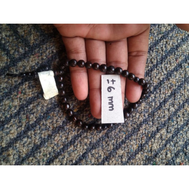 tasbih kokka kauka kaukah bulat  hitam polos 33 btr ± 6 mm ( 6mm )