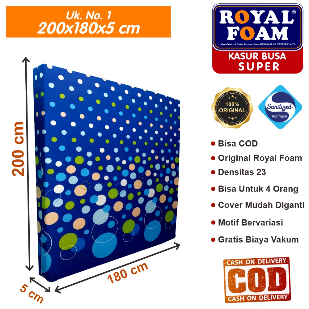 Kasur Busa Royal Foam Ukuran No 1 200x180x5 cm Tebal 5 cm D23 ORIGINAL