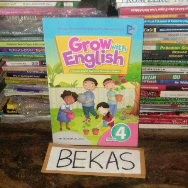 Buku Bahasa Inggris Grow With English kelas 4 IV SD Penerbit Erlangga Kurikulum 2013 Revisi - mukarto