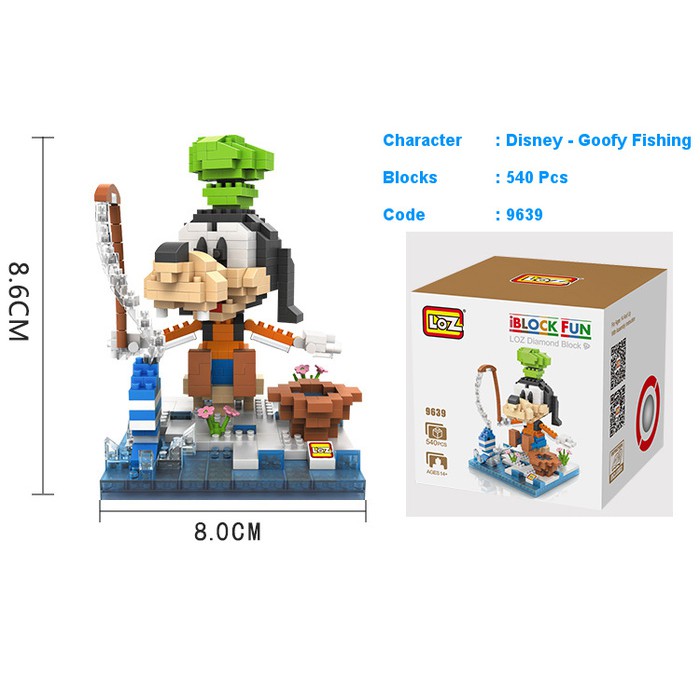 Loz Nano Block (Xl) - 9639 - Disney - Goofy Fishing - 9E969B - Original Asli