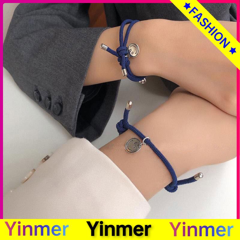 COD✨ 2 Pcs/Set Gelang Pasangan Yang Tersenyum Gelang Couple Tenunan Tangan Baru Aksesoris Perhiasan Fashion Korea-Yinmer