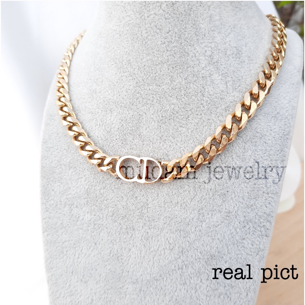 Kalung Rantai Titanium Model C Di*r Tersedia Warna Rose Gold, Gold dan Silver