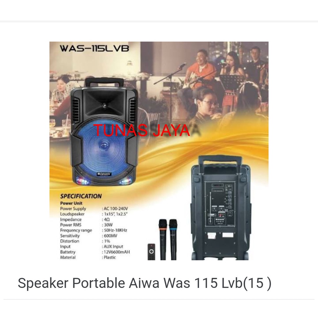 SPEAKER PORTABLE AIWA 115LVB MEETING 15 INCH 115 LVB WIRELESS