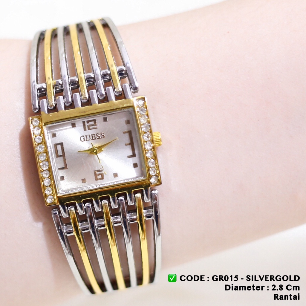 Jam tangan GUESS rantai wanita fashion cewek termurah grosir ecer stainless GR001-GR015 SILVERGOLD