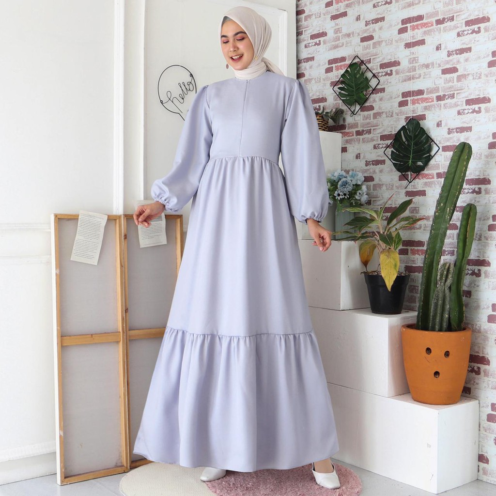 Gamis Malika Busui Maxi Dress Lengan Balon Fashion Muslim