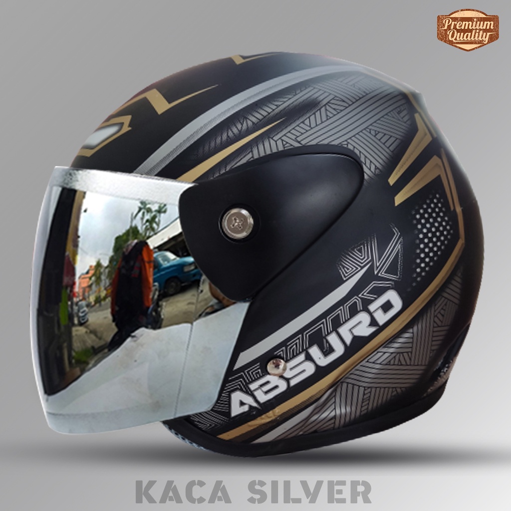 Helm Half Face Dewasa Evolution Seperti Helm GM Original Motif Absurd Hitam Dof COD Free Box