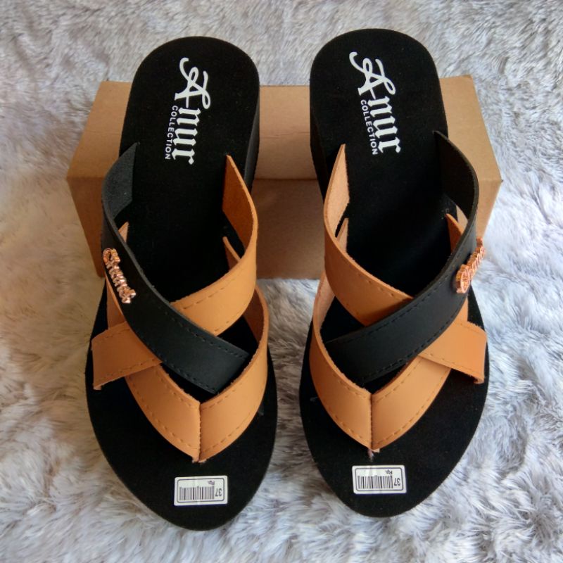 ANUR-sendal selop wanita terbaru wedges selop silang