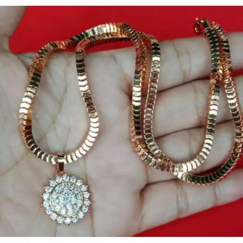 kalung milano kaca liontin permata