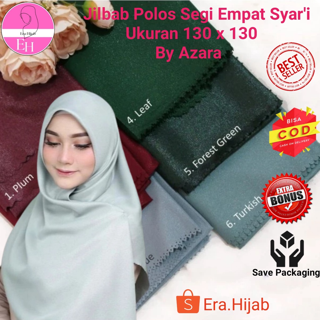 [130 x 130] Jilbab Polos Syar'i Segi Empat, Adem, Nyaman digunakan By Azara
