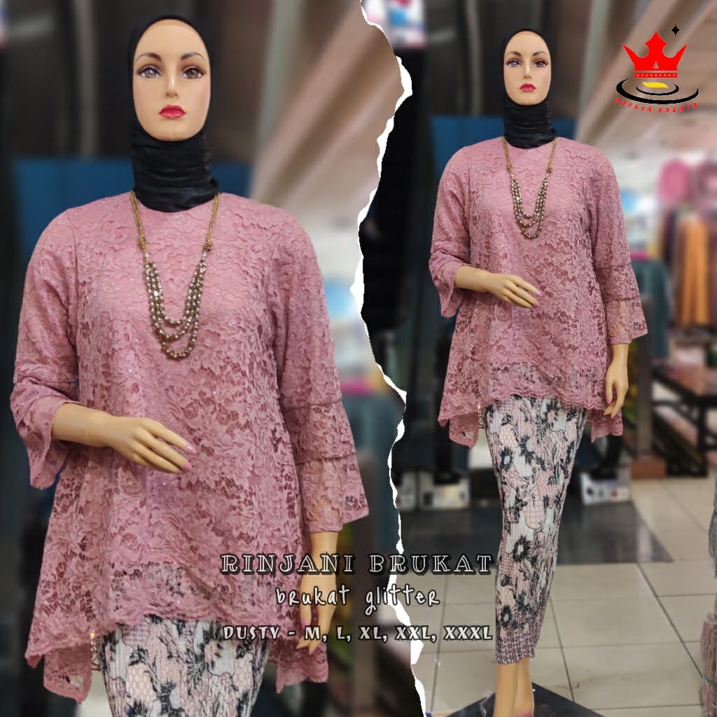 (COD) Kheisa Collection - Setelan Kebaya Rinjani Brukat Jumbo - Dusty