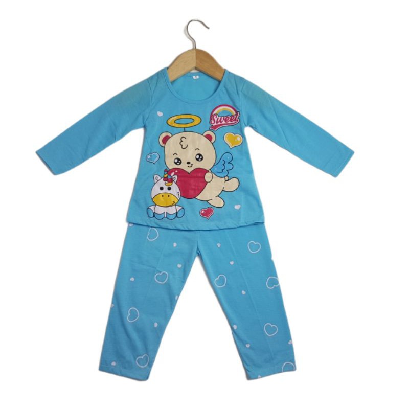 SETELAN SIKUNINH PAKAIAN BAJU ANAK PEREMPUAN 2-7 TAHUN MOTIF BEAR SWEET