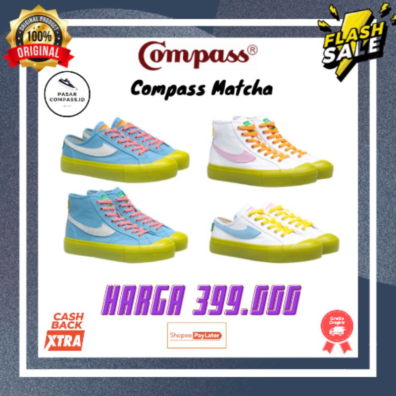 Compass Matcha White & Blue