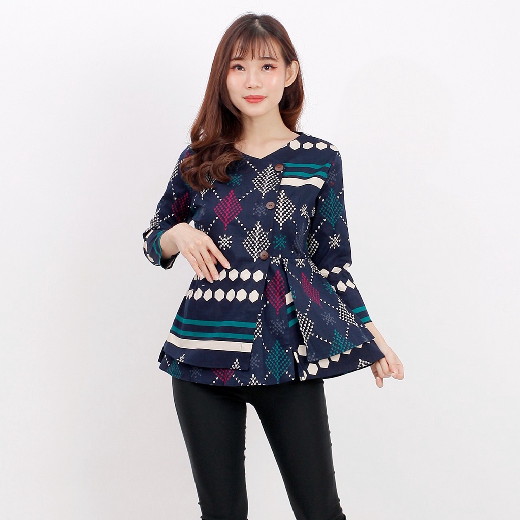 Batik wanita - Atasan blouse batik wanita fashion 184 SG-NAVY WJ