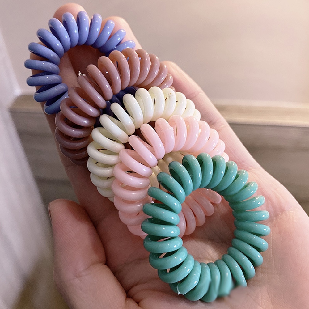 【COD Tangding】5pcs/set Colored Telephone Line Ring Hair Tie Fashion Hair Decor