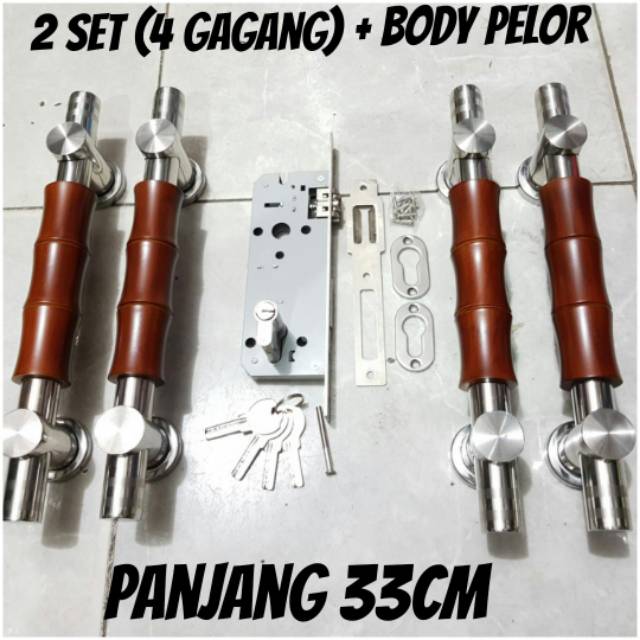 Paket handle pintu stainless 33cm 2set + body pelor PROMO TERMURAH