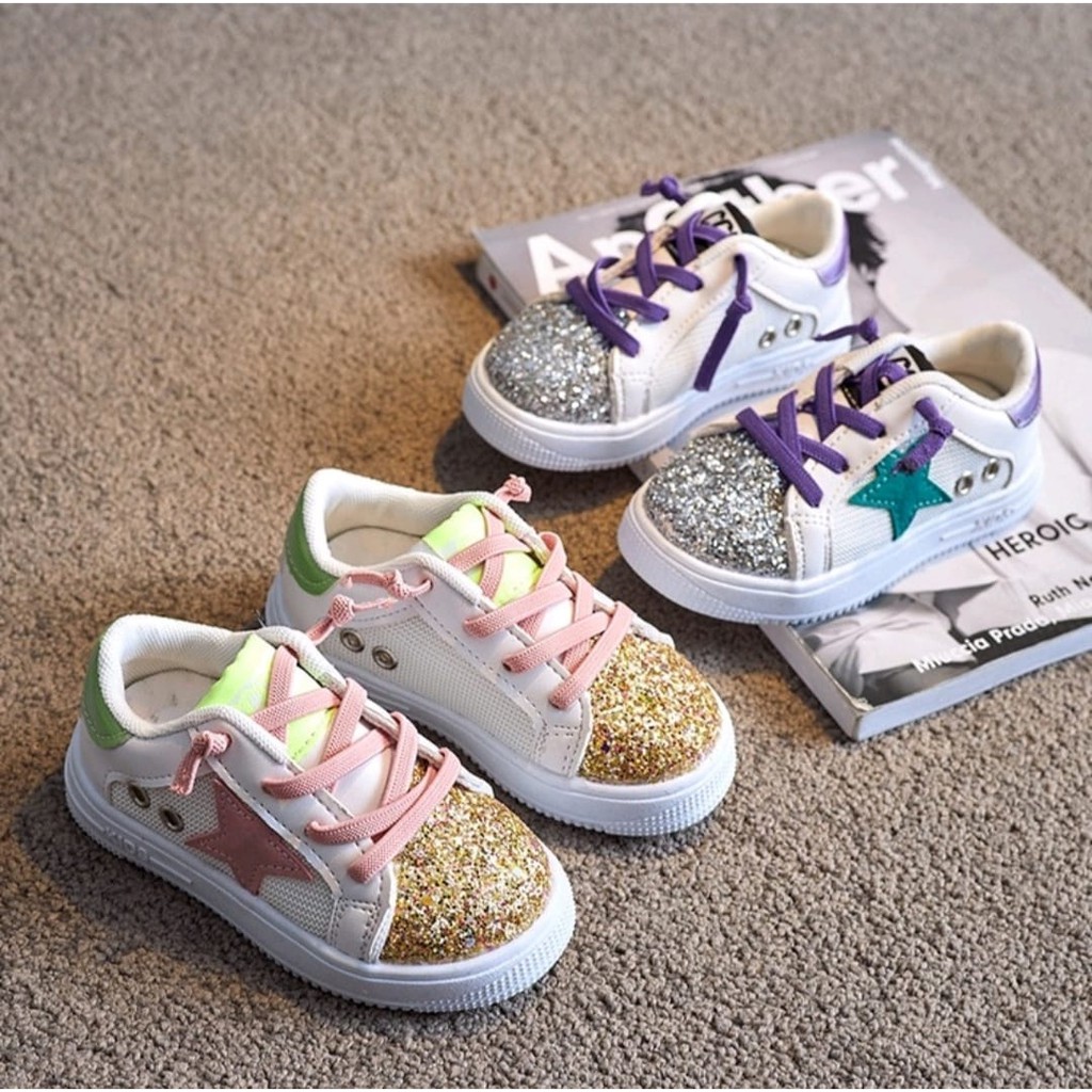 Glitter Sepatu Sneakers Sepatu Anak Import Size 26-30 Usia 3-5 Tahun