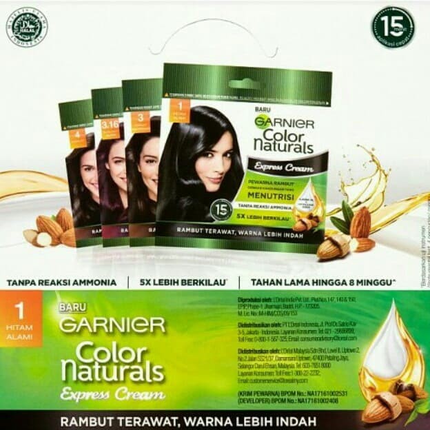 Garnier Color Natural Hair pewarna/semir/cat rambut warna Hitam Alami