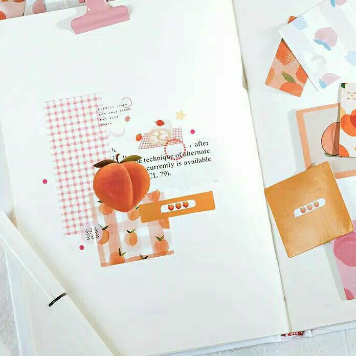 

40+ pc sticker pack peach themed scrapbook dairy journal