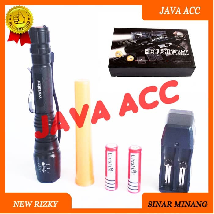 SENTER SWAT LED T6 CREE POLICE 2 BATERAI LAMPU KEDIP ZOOM FREE CHARGER Termurah