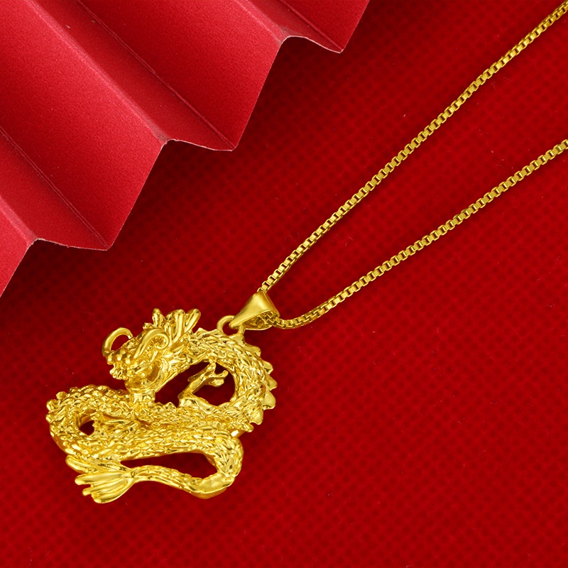 Liontin Desain Naga Lapis Emas Asli Kadar 375 Untuk Pria Dan Wanita