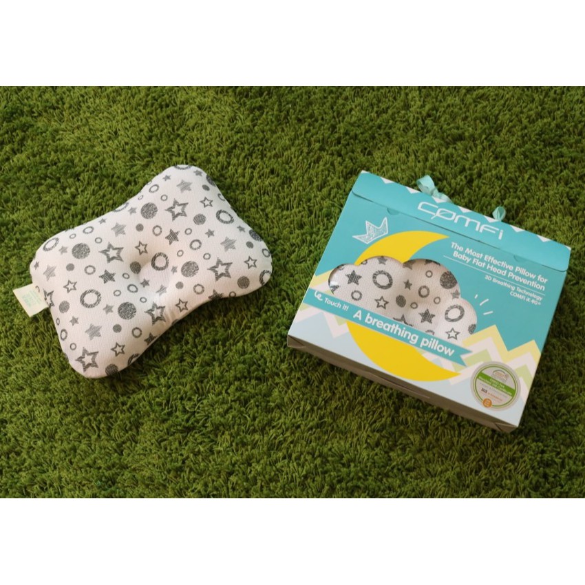 Comfi Newborn Breathing Pillow - Black-White Star - pink - blue