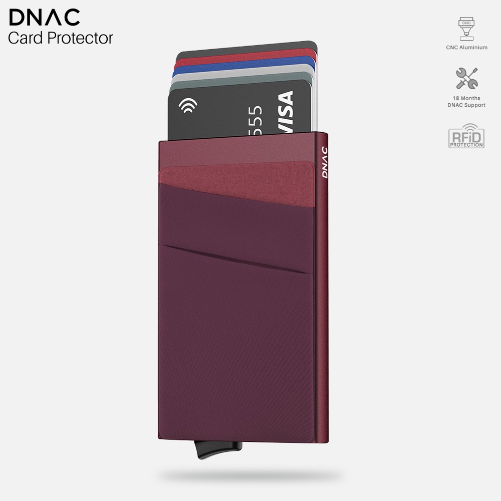 Jual DNAC Smart Wallet Card Holder RFID Dompet Kartu Minimalis Pria Wanita Red Wine Indonesia