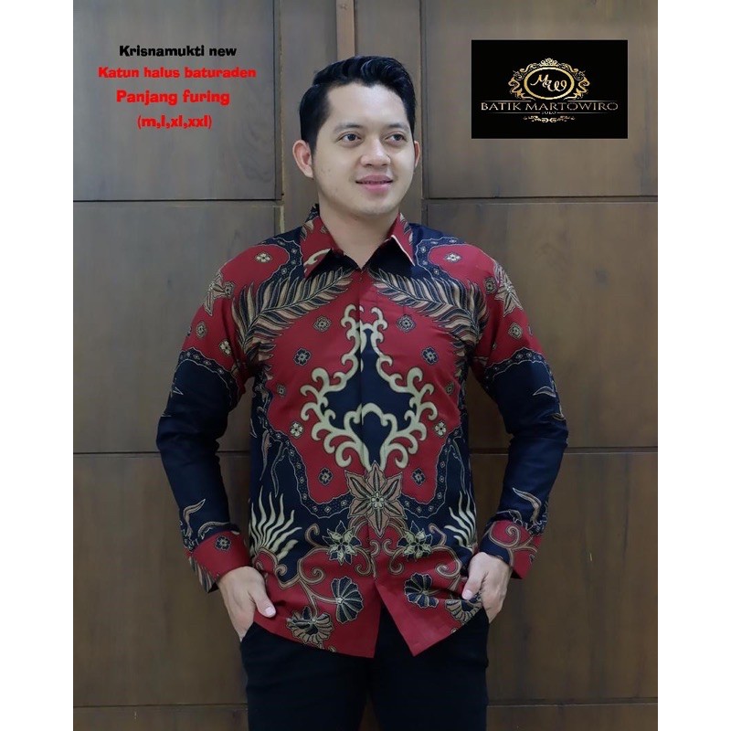 BATIK PRIA NEW KRISNAMUKTI MARON FUL FURING SIZE M-XXL KATUN HALUS BATIRADEN HIGH QUALITY