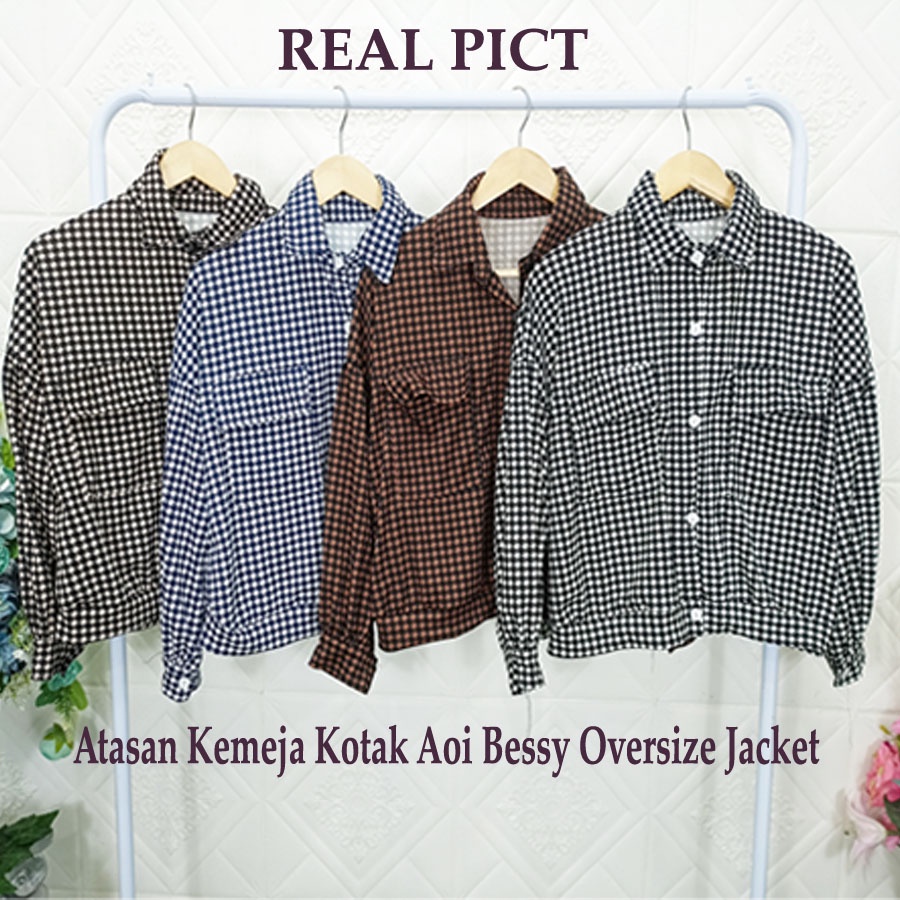 ATASAN KEMEJA KOTAK AOI BESSY OVERSIZE JACKET GL FASHION