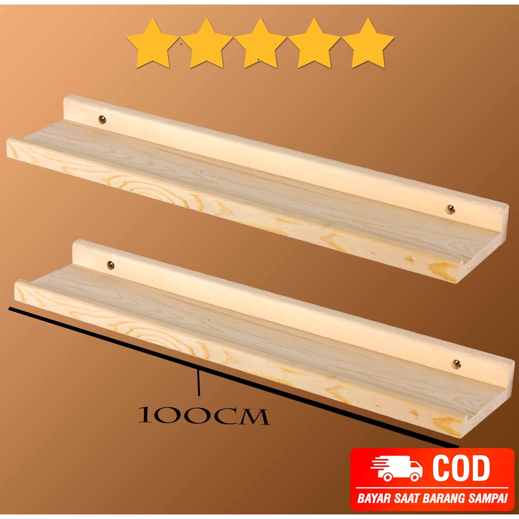 rak dinding kayu rak tempel ambalan kayu panjang 100cm