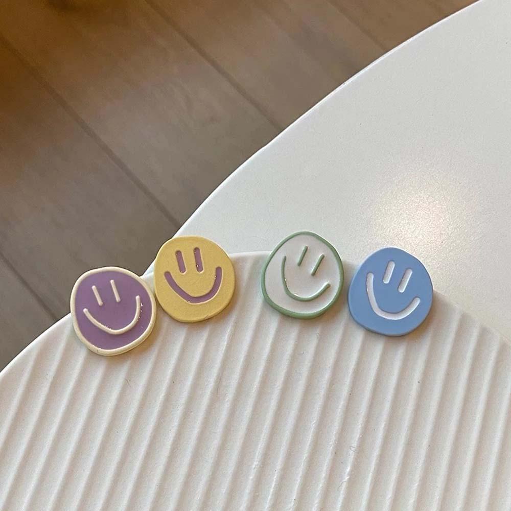 Rebuy Smile Earrings Lucu Manis Wanita Asimetris Kartun Fashion Perhiasan