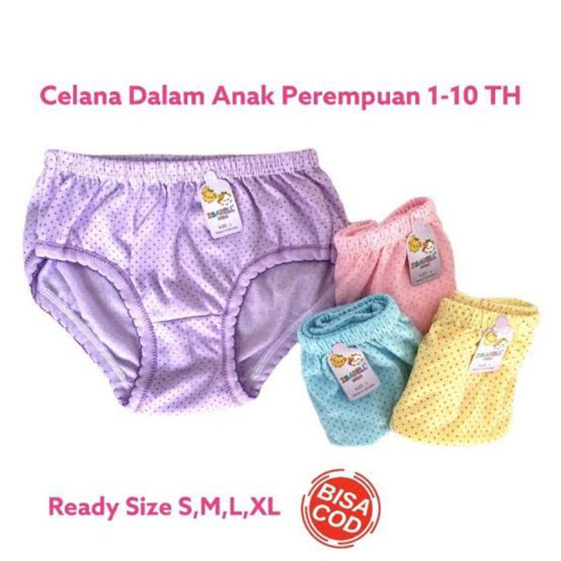 3 Pcs Celana Dalam Anank Perempuan - Celana Dalam Anak Motif Polkadot