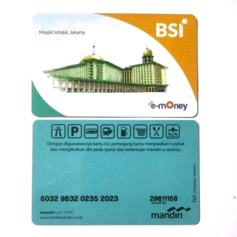 Mandiri eMoney Bank Syariah Indonesia (BSI) ORI /Like eTOLL Tapcash Flazz or Brizzi